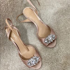 Badgley Mischka jewel satin sandals